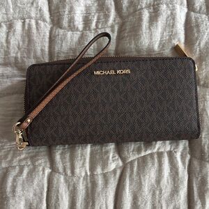 Michael Kors Tan/Brown Zip-Around  Wallet